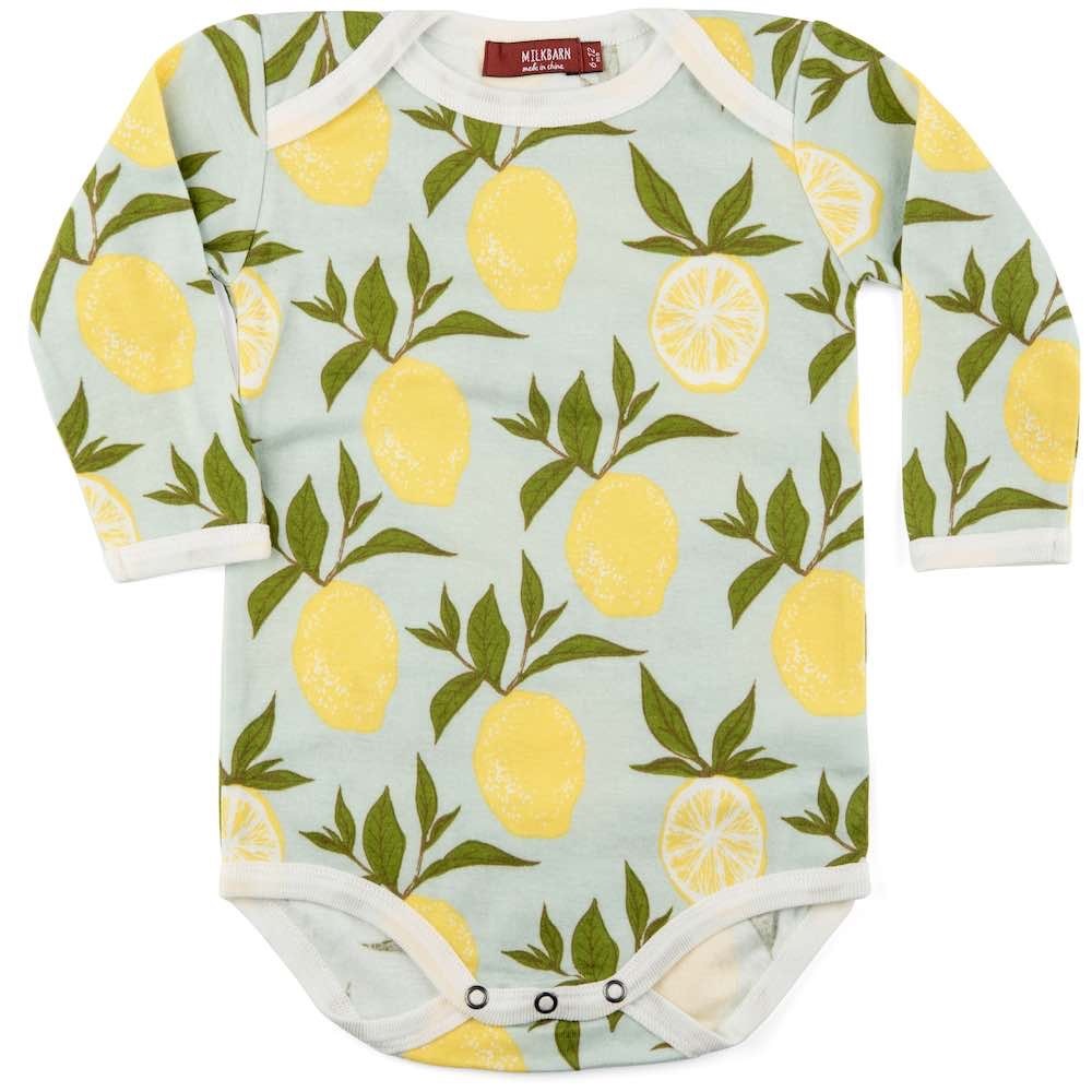 Milkbarn Kids Long Sleeve Bodysuit Lemons